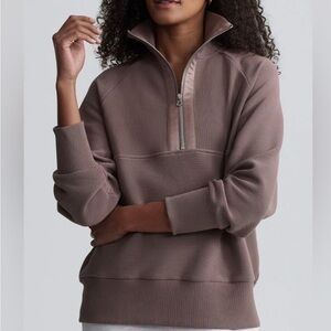 Varley Lismore half zip sweat deep taupe XS S NEW